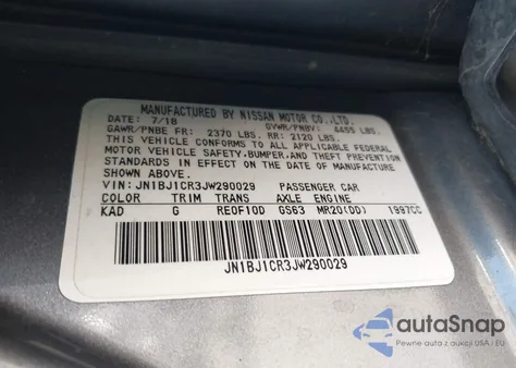 2018 Nissan Rogue Sport S/Sv/Sl z USA, uszkodzony, nr VIN JN1BJ1CR3JW290029